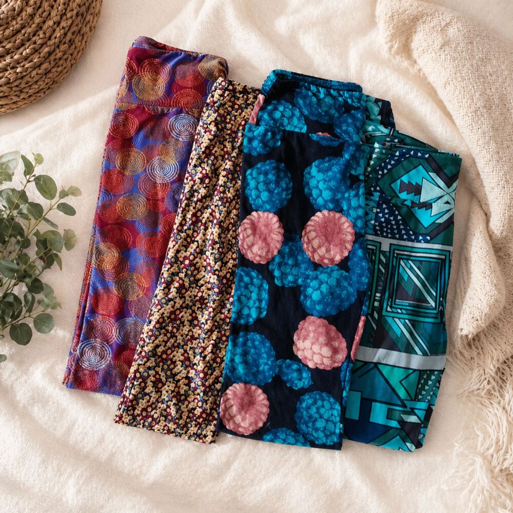 LuLaRoe Leggings Lot 4 OS One Size Womens Printed Buttery Soft Stretch Bundle